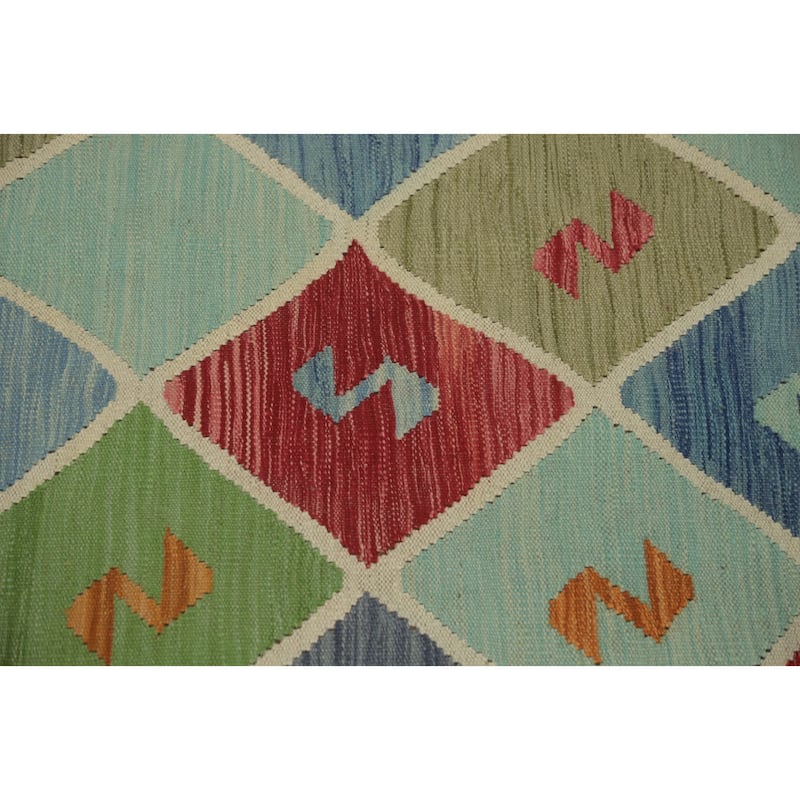 Hand Woven Southwestern Wool Multi-Colored Geometric Area Rug - 11' 9'' X 9' 0''