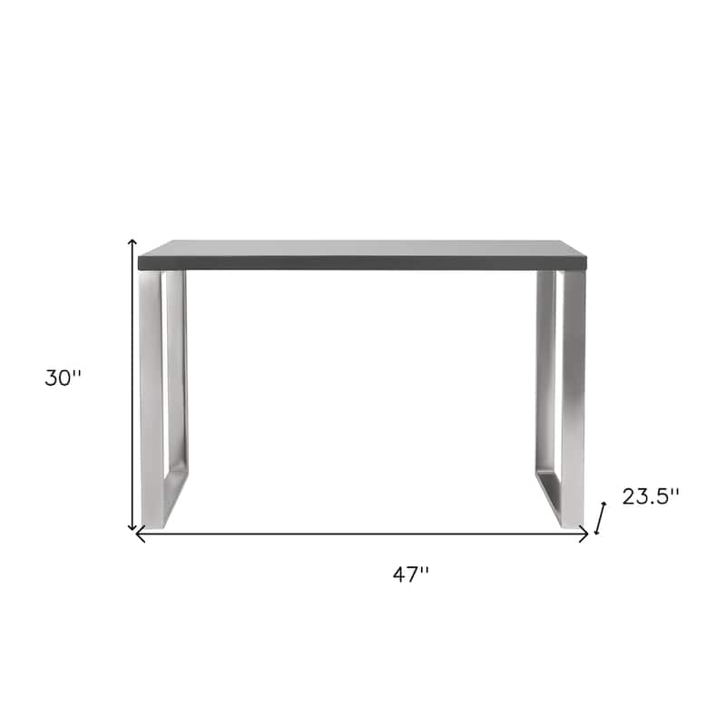 HomeRoots 47" Gray and Silver Wood and Stainless Steel Sled Writing Desk
