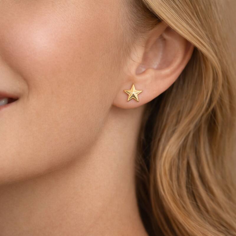 Fremada 10k Yellow Gold Minimalist Star Stud Earrings
