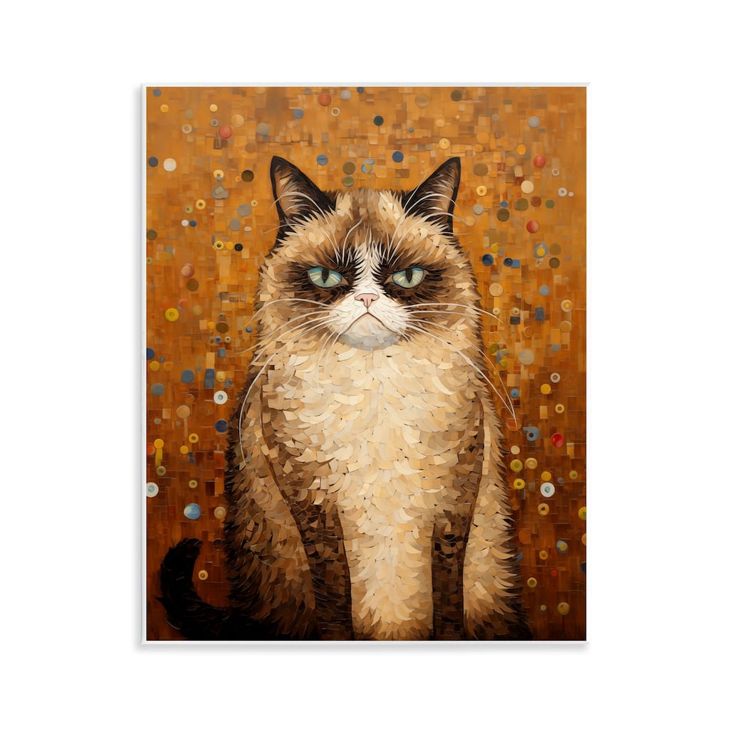 Stupell Grumpy Klimt Cat Wall Plaque Art Design By Arlington Prints