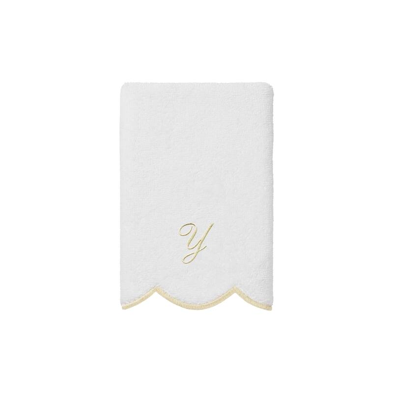 Authentic Hotel and Spa 100% Turkish Cotton Beige ADORNIA Scallop Personalized 3 Piece Towel Set - 3 Piece Set
