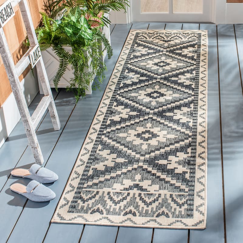 SAFAVIEH Veranda Vitaline Indoor/ Outdoor Waterproof Patio Backyard Rug - 2'3" x 6' Runner - Beige/Grey