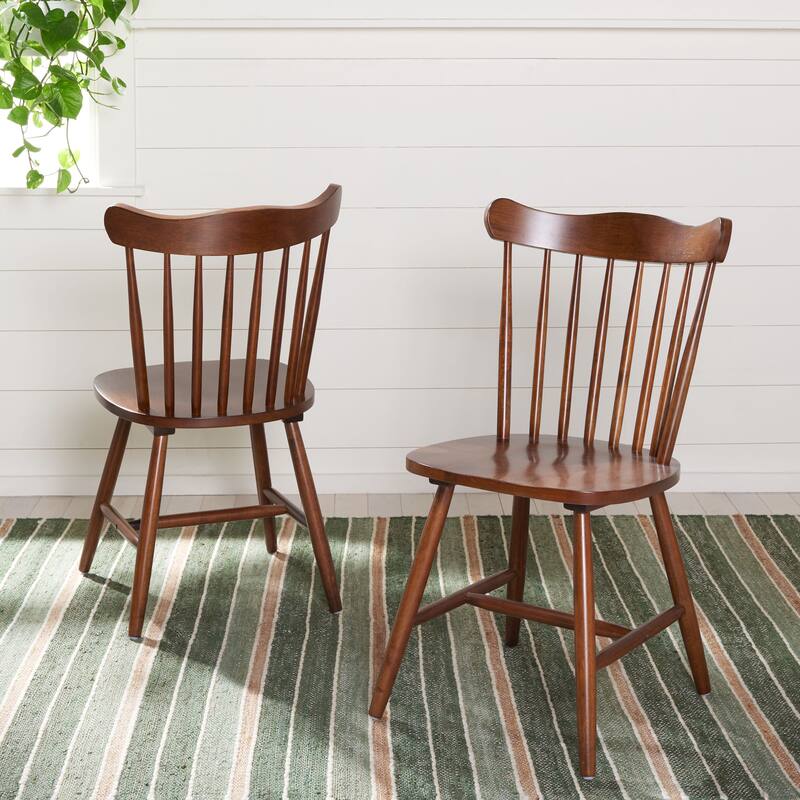 SAFAVIEH Margretta Spindleback Windsor Dining Room Chair (Set of 2) - 17" W x 19" L x 34" H - 17Wx19Dx34H - Walnut