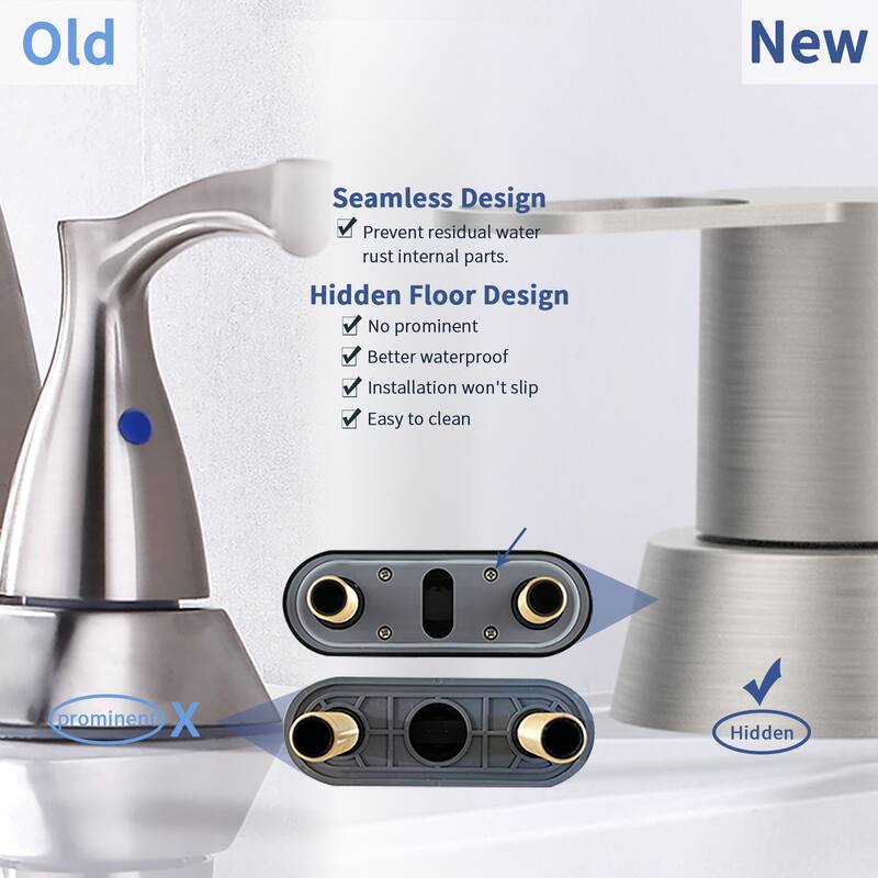 Modern 2 Handle 360 Degree Swivel Bathroom Sink Faucet with Anti Leak Valve and Aerator, Anti Rust, Anti Fingerprint