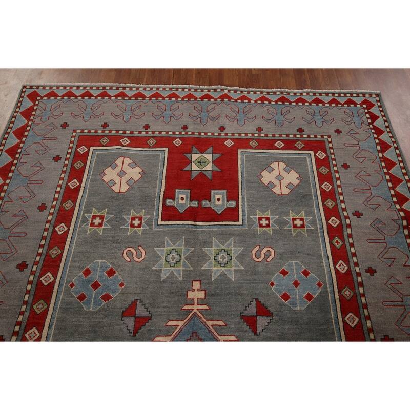 Gray Kazak Oriental Area Rug Handmade Wool Carpet - 6'6" x 10'2"