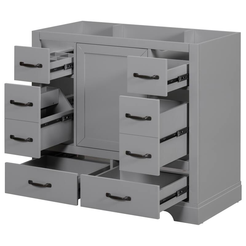 GDFStudio - Avalon 36-Inch Bathroom Vanity Cabinet Base Only, Six Drawers, Multi-Functional Drawer Divider, Painted Finish