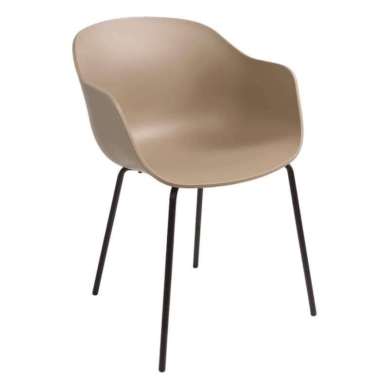 Furnish Theory Curve-K ML Indoor/Outdoor Dining Armchairs Arm Chairs w Polypropylene Shell & Powder-Coated Steel Legs (Set of 2)