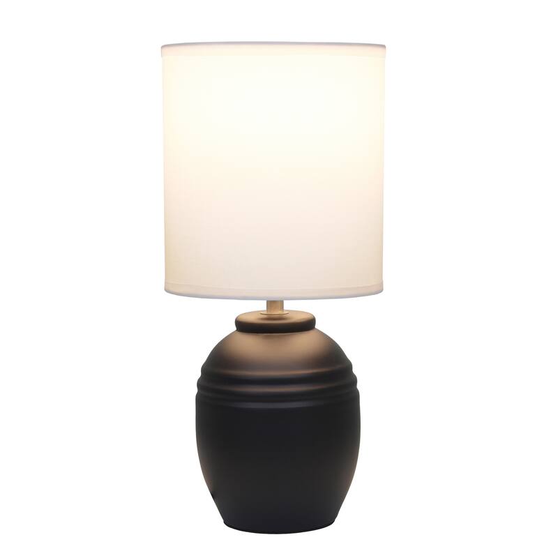 Mini Classic Jar Ceramic Table Lamp with White Drum Shade - 19.5" - Black