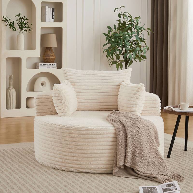 Corduroy Sponge single sofa,No Assembly Required,Fluffy Modern Sleeper Chair for Living room, Bedroom