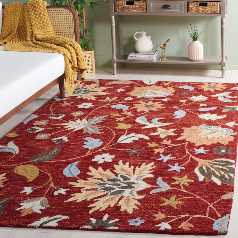 SAFAVIEH Handmade Jardin Asya Country Wool Rug - 4' x 6' - Red/Orange