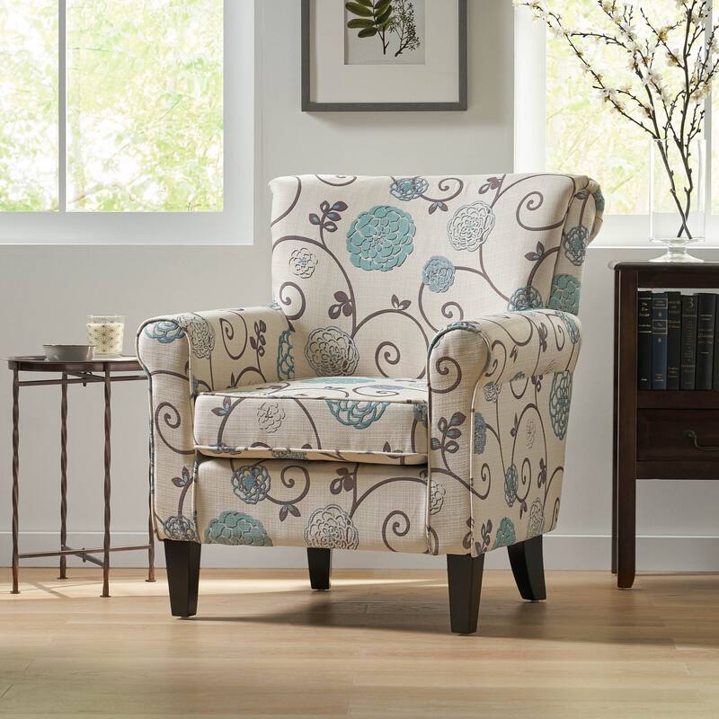 31.75" Upholstered Club Chair - White+Blue