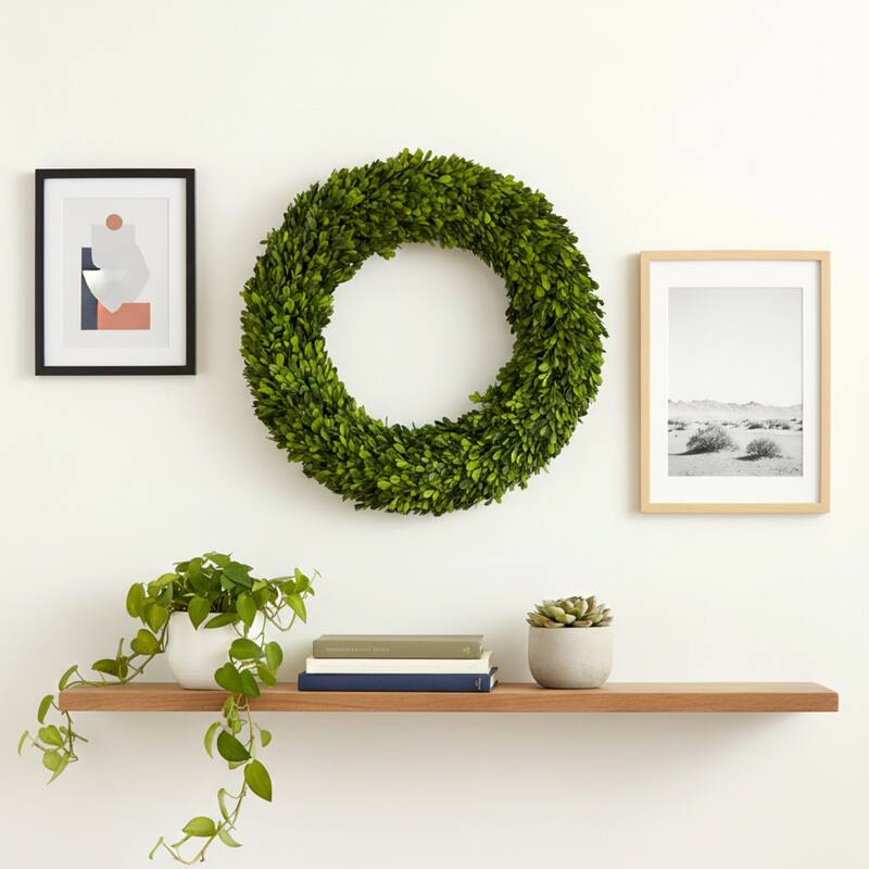 Maison 24" Handcrafted Real Preserved Boxwood Wreath
