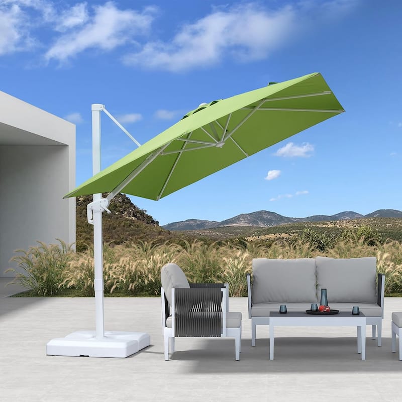 PURPLE LEAF 8 ft White Cantilever Patio Umbrella with 360 Degree Rotation