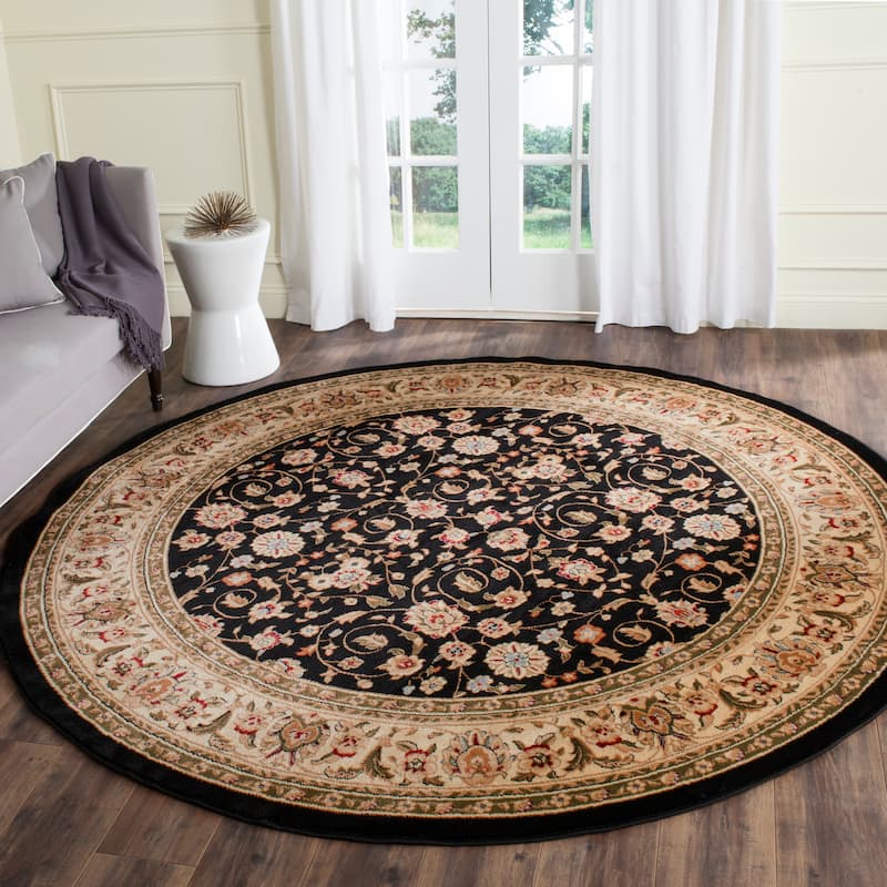 SAFAVIEH Lyndhurst Mihaiela Traditional Oriental Rug - 8' Round - Black/Ivory
