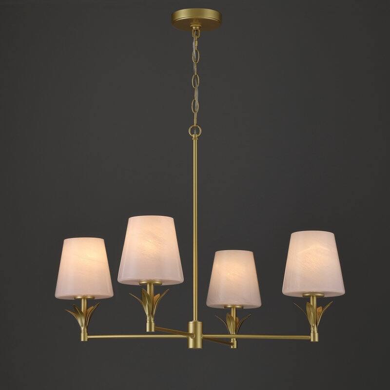 Acroma - 4 Light Gold Steel & Glass Dimmable Modern Linear Chandelier - N/A