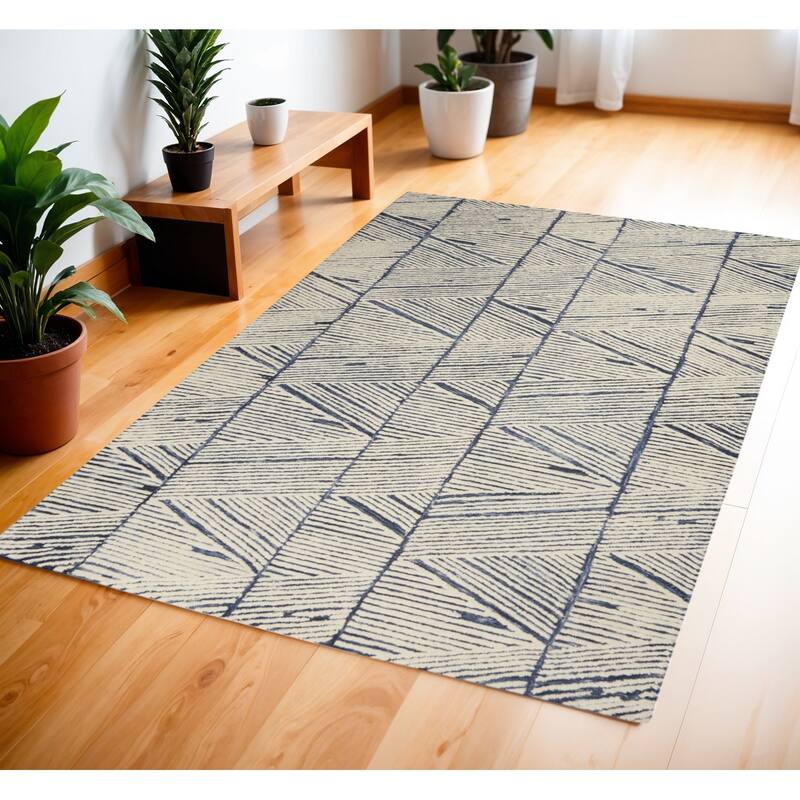 Power Loomed Abstract Modern Soft Area Rug - 69' X '45' X '0.5 - 69' X '45' X '0.5 - Cream/Onyx - Rectangle