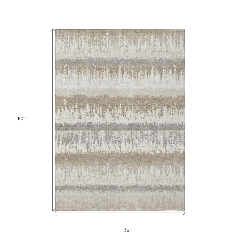 HomeRoots Striped Transitional Rectangle Outdoor Rug