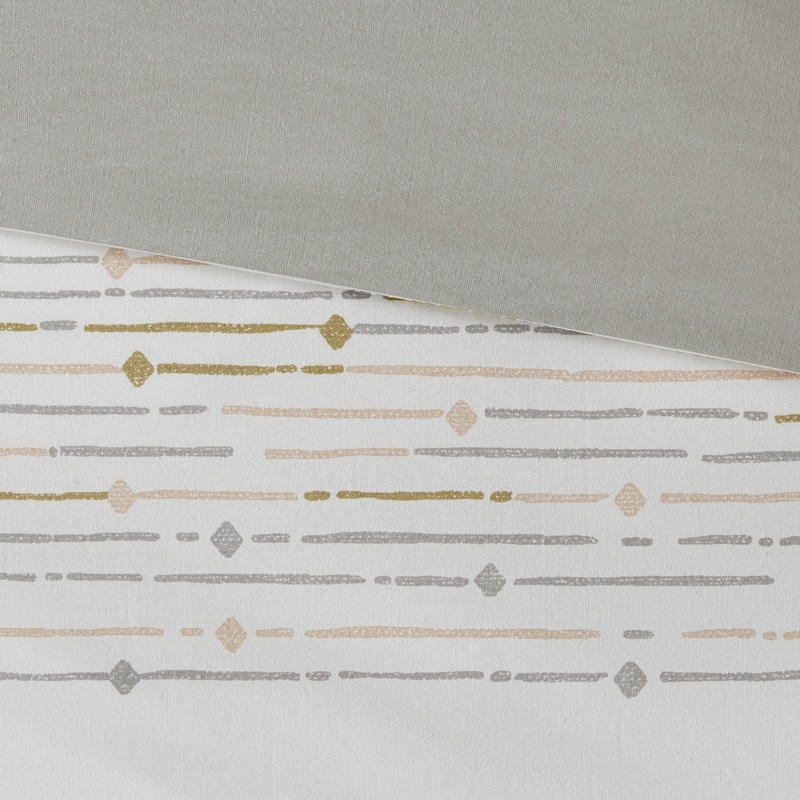 INK+IVY Nea Cotton Printed Duvet Cover Set with Trims