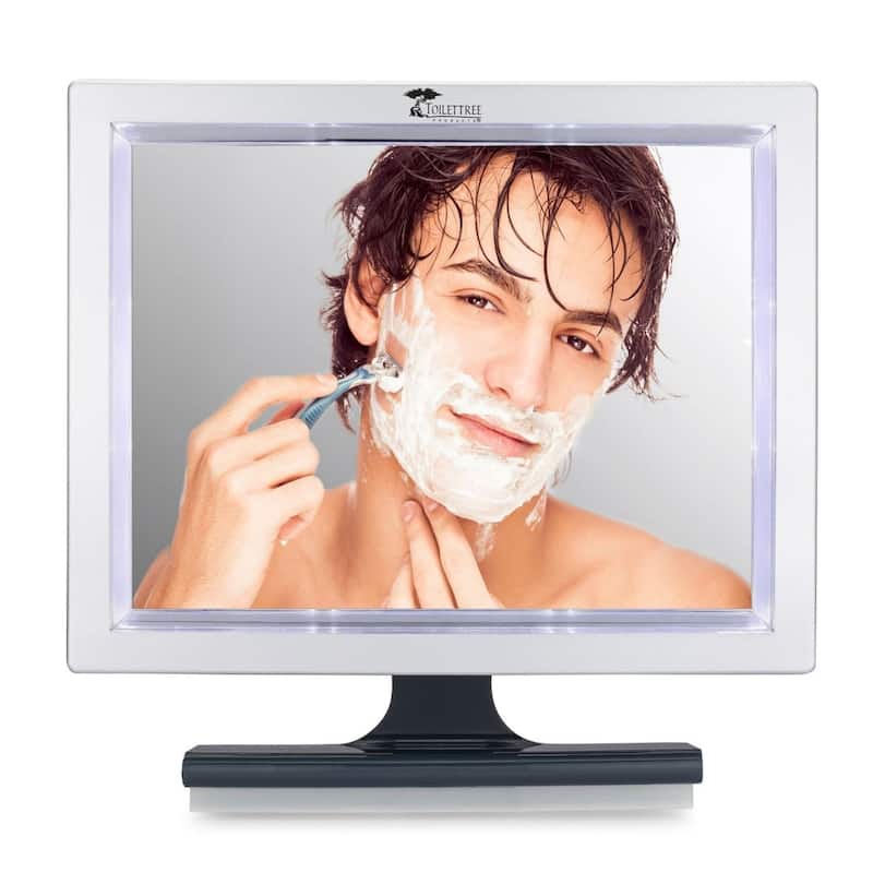 ToiletTree Products Fogless LED Shower Mirror with Squeegee - Bathroom Fogless Mirror for Shaving, Makeup, and Grooming