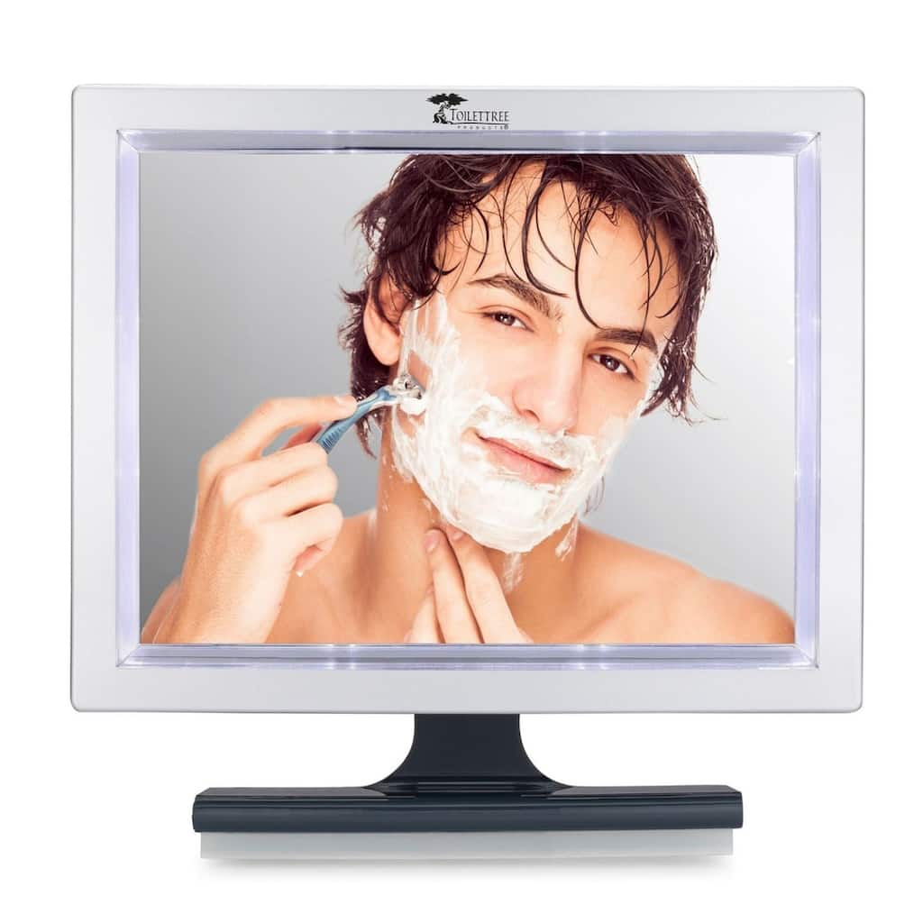 ToiletTree Products Fogless LED Shower Mirror with Squeegee - Bathroom Fogless Mirror for Shaving, Makeup, and Grooming