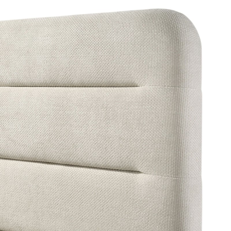 Meni Queen Size Bed, Scandinavian White Upholstery, Panel Headboard