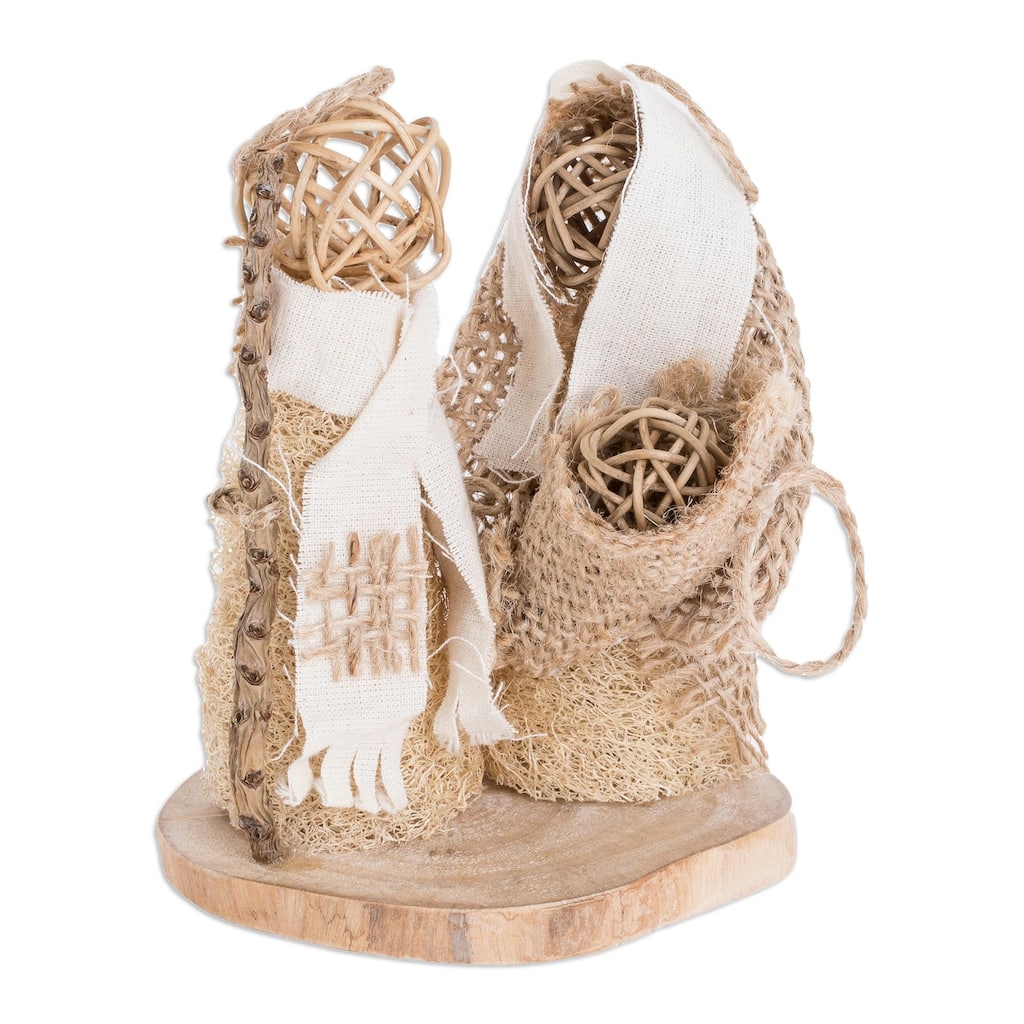 Novica Handmade Bethlehem Love Natural Fiber Nativity Sculpture