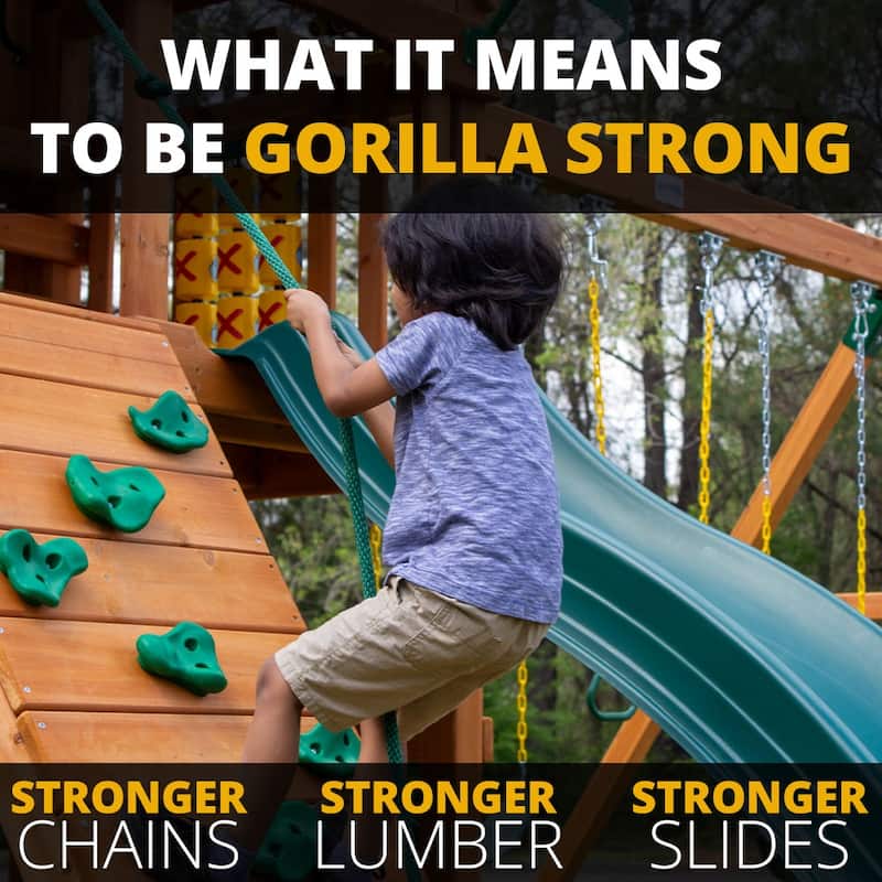 Gorilla Playsets Empire Wooden Swing Set with Monkey Bars - Amber
