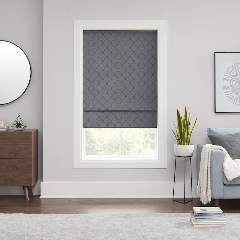 Eclipse Darien Ogee 100% Total Blackout Cordless Roman Shade - 31x64" - Grey