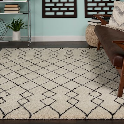 Nourison Geometric Moroccan Boho Shag Area Rug