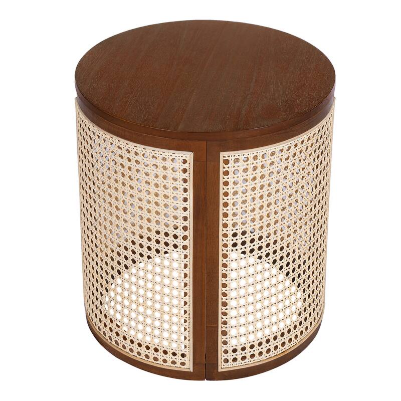 Christopher Knight Home - Elna Round Rubber Solid Wood Side Table in Natural Finish, Compact Modern Accent