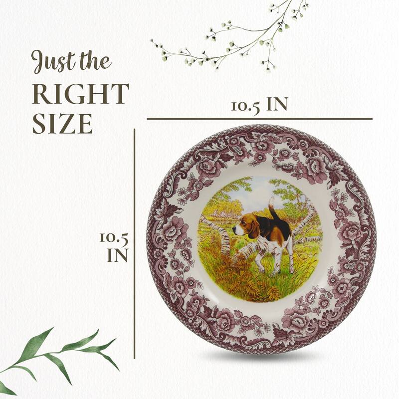 Spode Woodland Dinner Plate Dog Motif