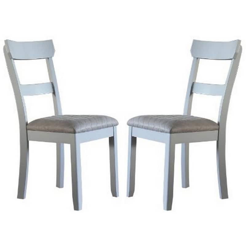 Side Chair with Fabric Seat and Open Back, Set of 2, Beige