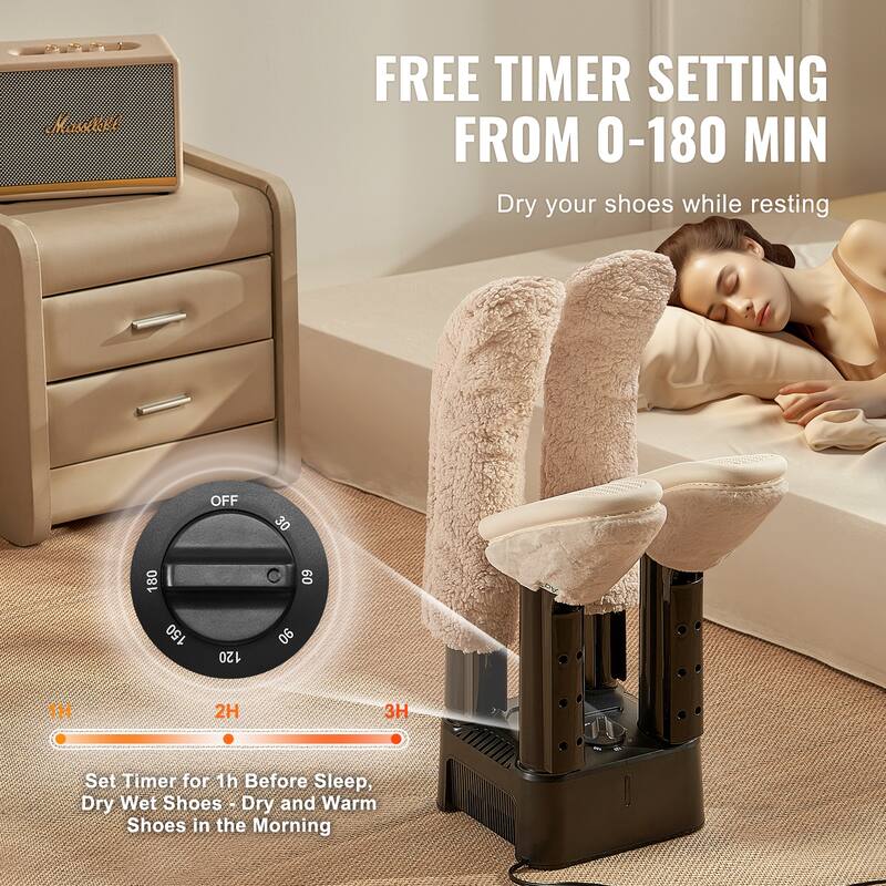 Detachable 4 Tubes Shoe Dryer, Portable Boot Dryer with Timer, Boot Warmers/Dryer with Heat Blower for Snow Boots