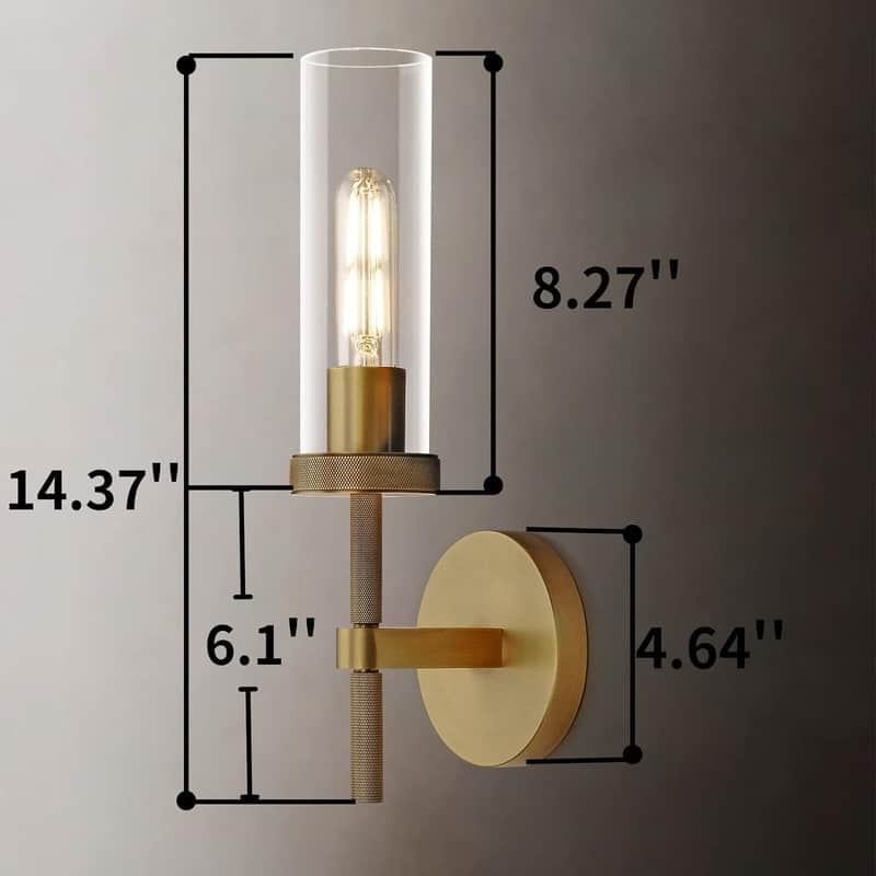 KAYLA Indoor Wall Light, Brass Wall Sconces Lighting Fixture, Bathroom Vanity Wall Sconces, Glass Tube Wall Sconces(2-Sets)