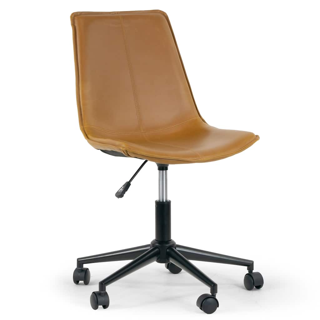 Amery Light Brown Faux Leather Adjustable Height Swivel Office Chair