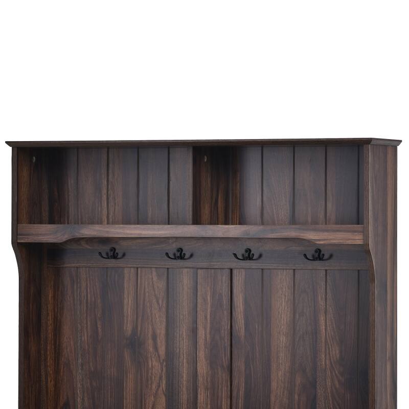 40'' Entryway Bench 3-in-1 Design with 4 Hooks, Coat Hanger and Storage Bench