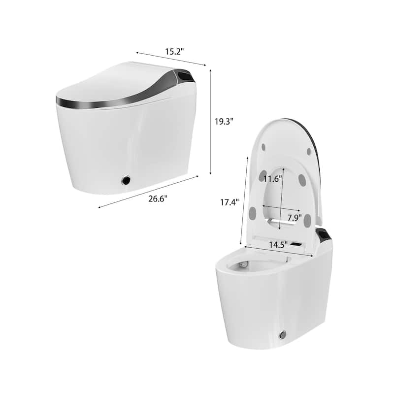 Smart Bidet Toilet: Heated Seat, Hot Water, Rear & Feminine Wash, Foot Flush