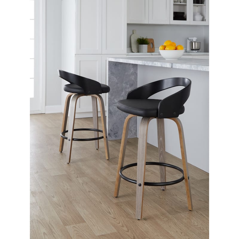 Carson Carrington Stavanger 26" Fixed-Height Counter Stool with Bent Wood Legs & Round Footrest (Set of 2)