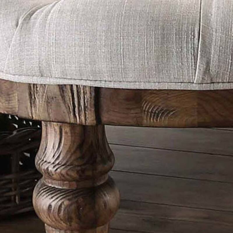 Cushioned Top Wooden Coffee Table with Bottom Shelf, Brown and Beige