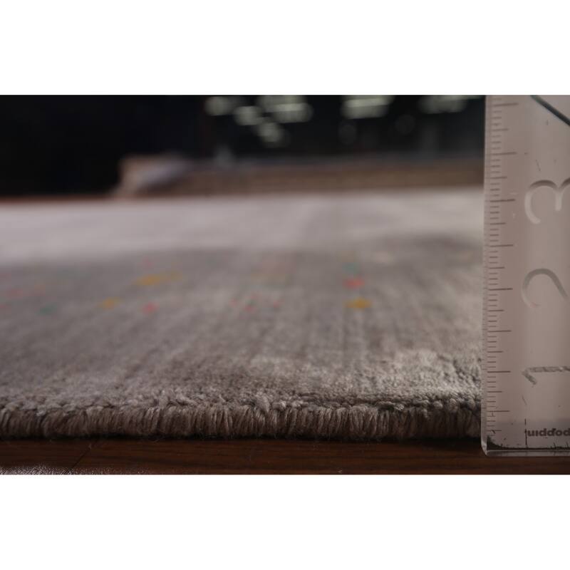 Gray Gabbeh Indian Area Rug Handmade Silk Carpet - 7'10"x 9'7"