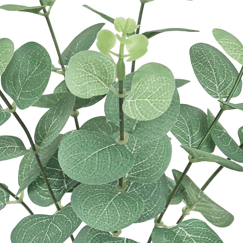 Set of 4 Artificial Eucalyptus Leaf Stem Plant Greenery Foliage Bush 13in - 13" L x 7" W x 7" DP