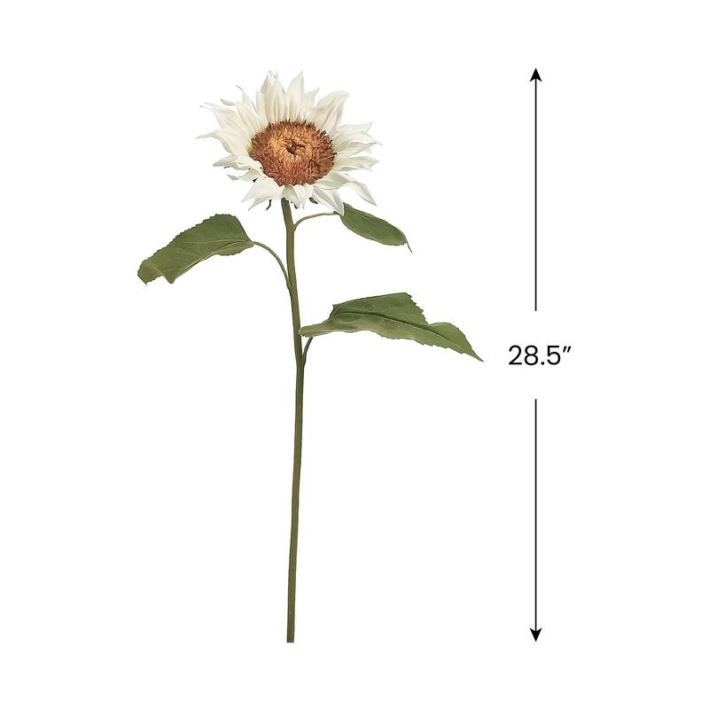 Sunflower Artificial Floral Spray - 25" - White
