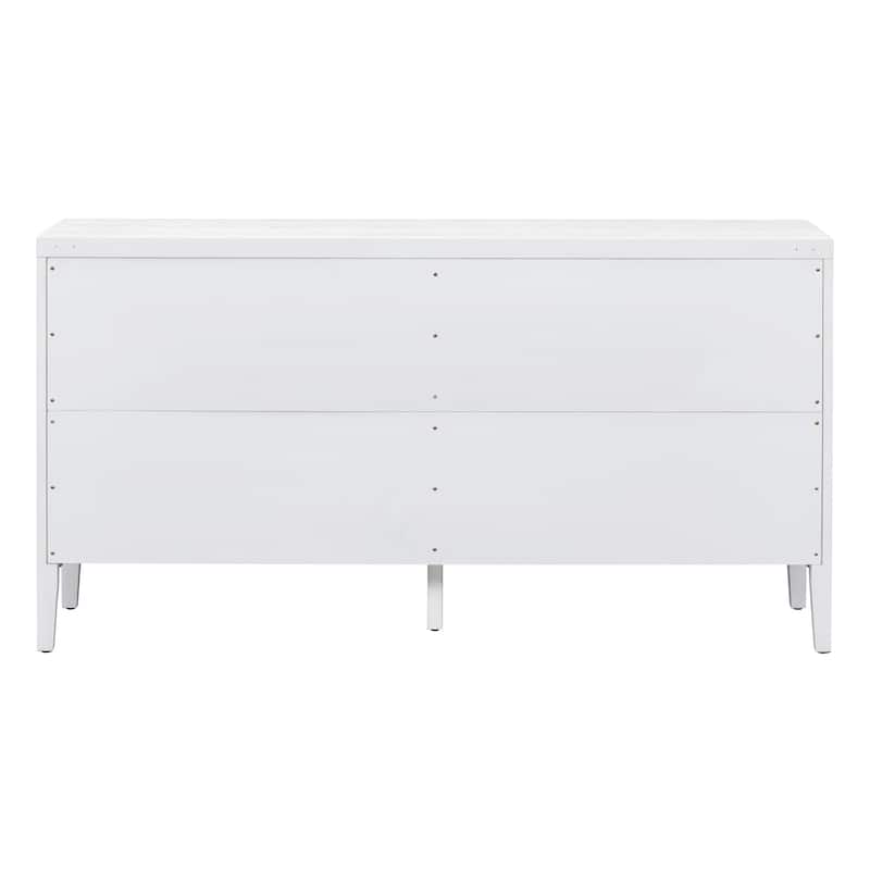 Vintage Style 4-Door Sideboard, Distressed Finish Storage Cabinet with Adjustable Shelves