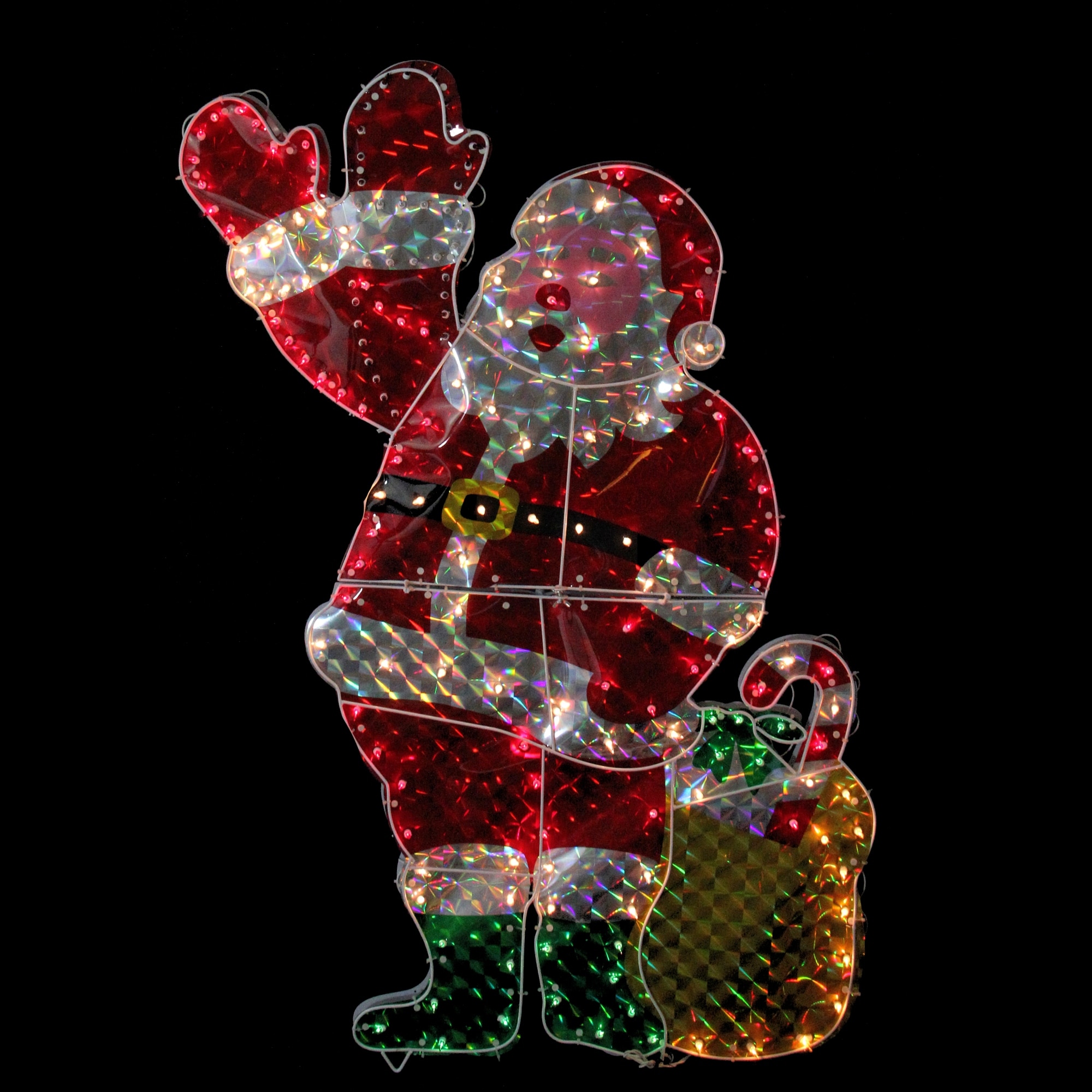 Shop 48 Holographic Lighted Waving Santa Claus Christmas Yard Art Decoration Overstock 25625883