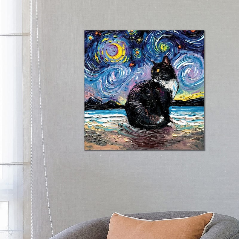 iCanvas "Tuxedo Cat Night II" by Aja Trier Canvas Print - 26x26x1.5