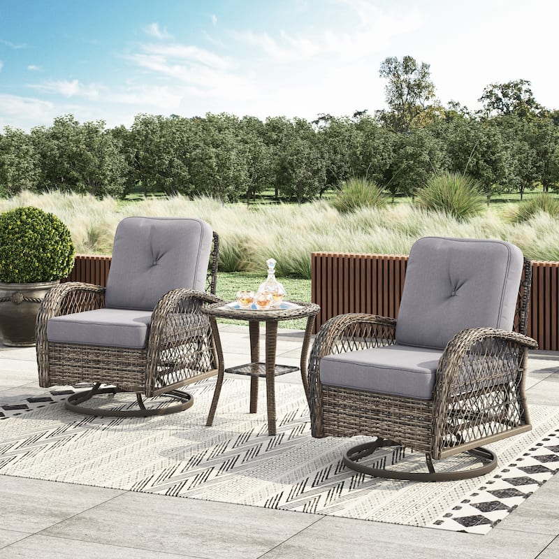 Corvus Livorno Outdoor 3-piece Steel Wicker Swivel Chat Set