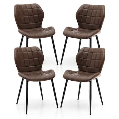 Gymax Dining Chairs Set of 4 w/ Padded Back Metal Legs & 2 Adjustable