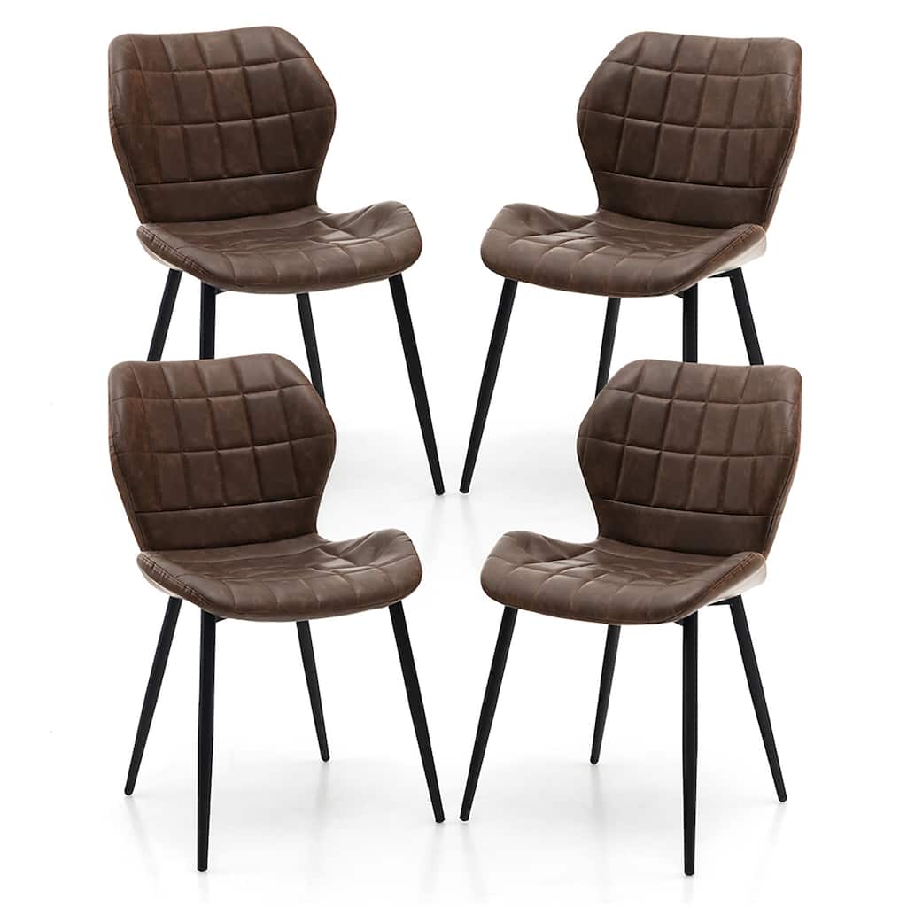 Gymax Dining Chairs Set of 4 w/ Padded Back Metal Legs & 2 Adjustable