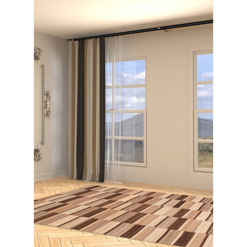 ECARPETGALLERY Flat-Weave Boho Beige, Dark Brown Wool Kilim - 9'1 x 12'0