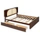preview thumbnail 20 of 36, Queen Rattan Bed Frame with Storage Drawers and Trundle for Bedroom, White